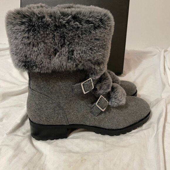 NIB Talbott's Grey Tish Cuff Faux Fur Ankle Boots Women's Sz 10 M MSRP $259.00 - Picture 5 of 16